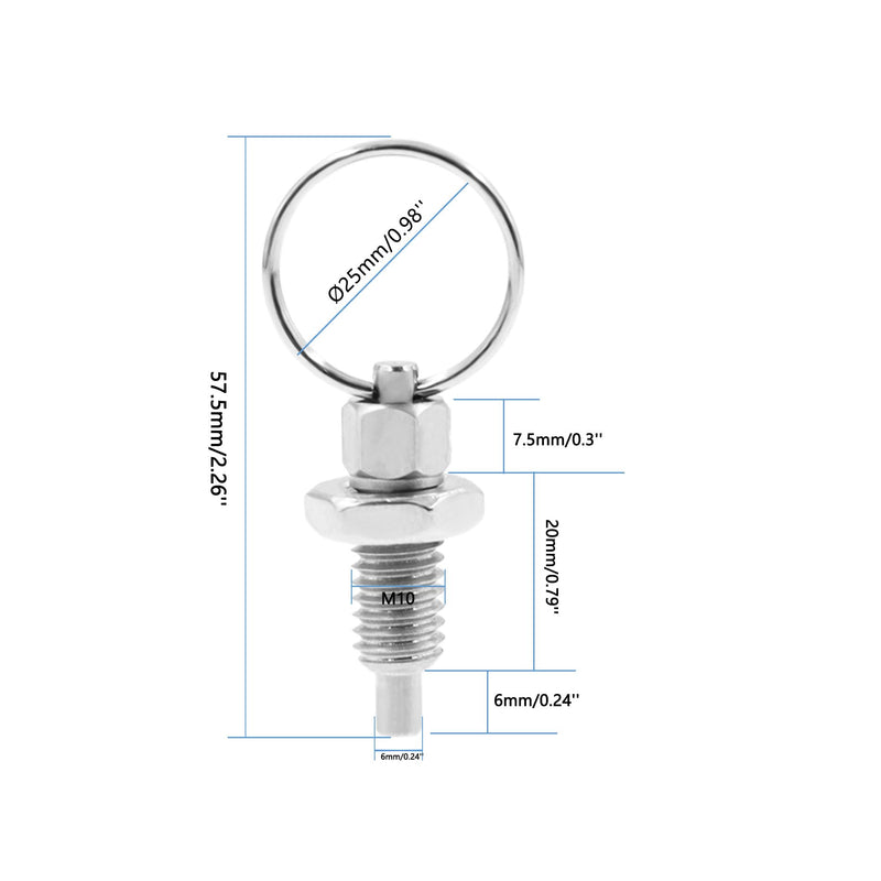 [Australia - AusPower] - Spring Plunger with Pull Ring,TTZEZE M6-3mm/0.12''Stainless Steel Stubby Hand-Retractable Spring Plunger,Non-Locking Type Index Plunger 2 PCS M10-6mm/0.24'' 2 PCS M10-6mm/0.24'' 