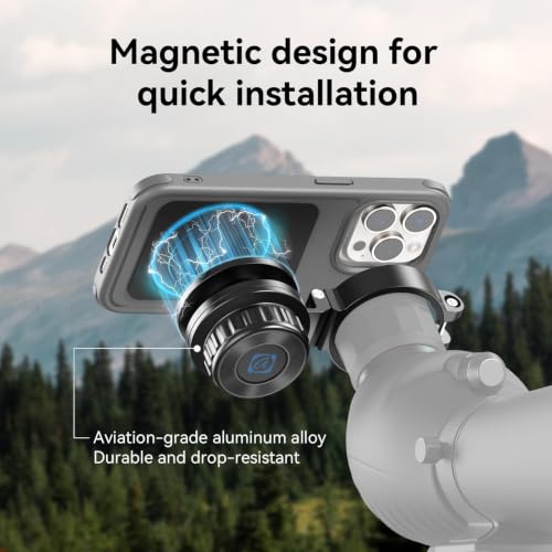 APEXEL Magnetic Telescope Phone Adapter for 36mm-46mm Eyepiece, Aluminum Foldable Photo Adapter Fits All Smartphone, Universal Phone Mount for Binocular, Monocular, Microscope, Spotting Scope 36-46mm