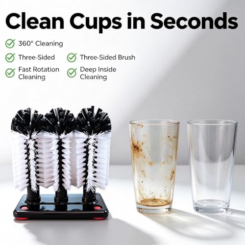 Etmdoeve 2-pack glass cup washer brush with suction base and 3-brush bottle cleaner setup