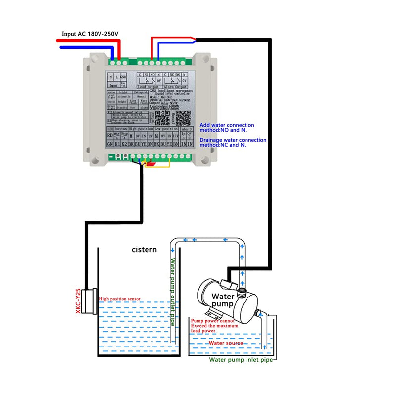 [Australia - AusPower] - Automatic Water Level Controller Automatic Water Pump Controller for Overhead Tank with Two Non Contact Liquid Level Sensors Water Tank Automatic Filling System 