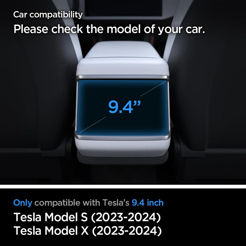 [Australia - AusPower] - Spigen Tempered Glass Screen Protector [GlasTR Slim] designed for Tesla Model S (2023/2024), Tesla Model X (2023/2024) 9.4 inch Rear Touchscreen - Matte/Anti Finger Print 