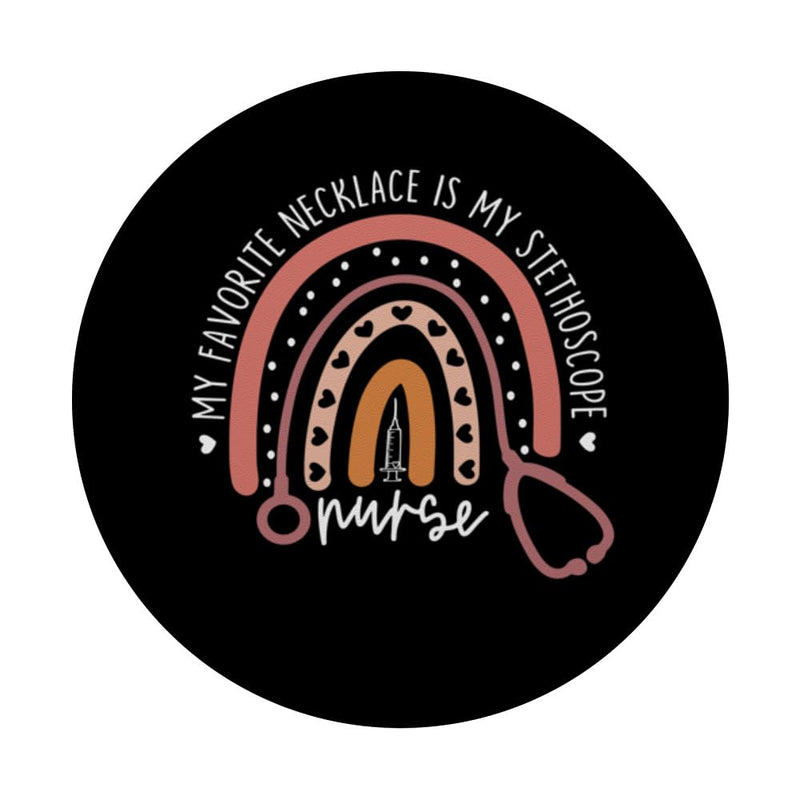 [Australia - AusPower] - Nurse Life My Favorite Necklace Is My Stethoscope Rainbow PopSockets Standard PopGrip 