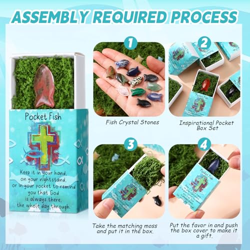 Colingmill 60 Set Mini Jesus Fish Pocket Hug Tokens, Christian Gifts Bulk