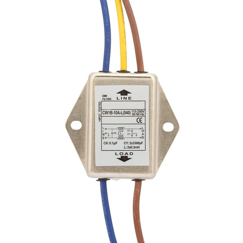 [Australia - AusPower] - EMI Mains Filter 230V, CW1B-10A-L(040) Single-Phase Filter for 115V/250V, 10A, 50/60Hz - Effective Protection Against Electromagnetic Interference CW1B-10A-L(040) 