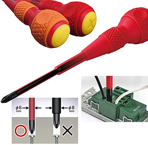 VESSEL 202PS-2 Ball Grip insulated screwdriver set, Phillips and slotted, 150 mm handles, set of 2