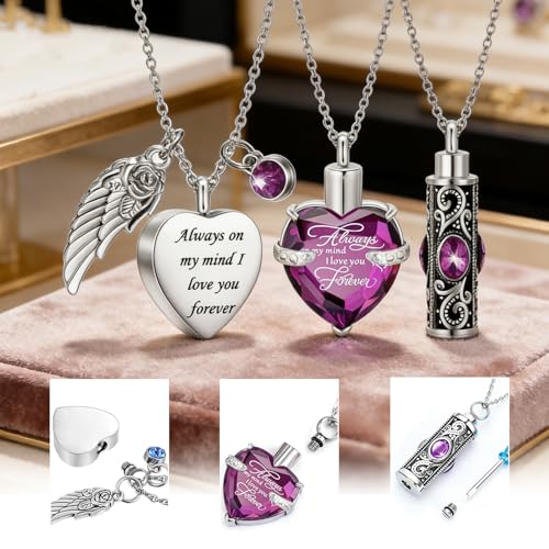 6 Pcs Urn Necklaces for Ashes Cremation Jewelry Keepsake Urns Memorial Mini Cremation Urn for Women Men Aluminum Decorative Funeral Urns with Heart Photo Frame (6Pcs-Blue) 6pcs-blue