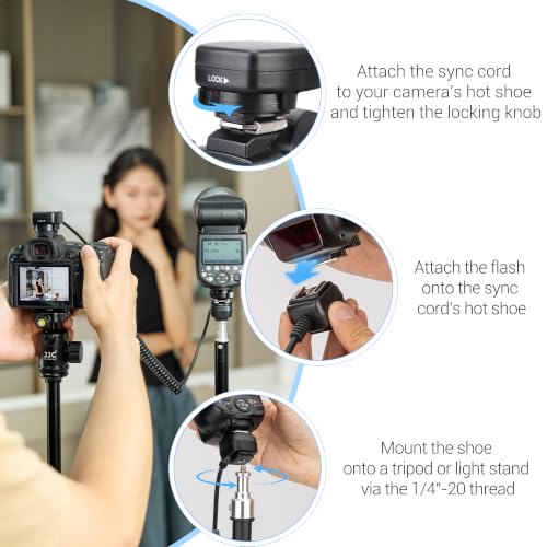 Off-Camera Flash TTL Cord for Canon, Flash Sync Cable Replaces OC-E3, 1.3m Replaces Canon OC-E3