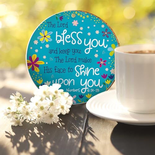 Christian Hanging Decoration or Coaster, Scripture, Bless You (teal) Bless You (Teal)