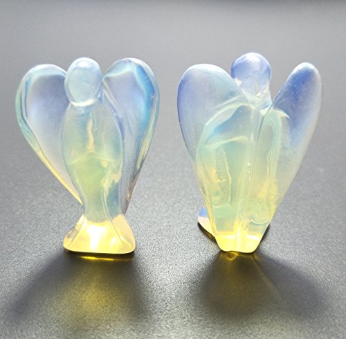 Mina Heal Opalite Pocket Guardian Angel Figurines, Set of 2 Rose Quartz