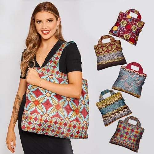 Envirosax Reusable Pouch Sets Polyester Shopping Grocery Bags Set of 5 Ankara Water Resistant