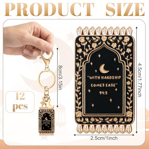 Islamic Keychain Gifts Bulk Plated Enamel Muslim Keychain Islamic Gifts for Women Men Black and Gold 12