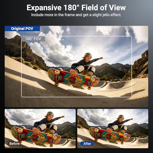 NEEWER Wide Angle Lens Compatible with DJI Osmo Action 6 Only, 180° FOV Multicoated HD Optical Glass 3 Elements 3 Groups Screw On Action Camera Lens Photography Accessories, FL-B53 180°Wide Angle Lens