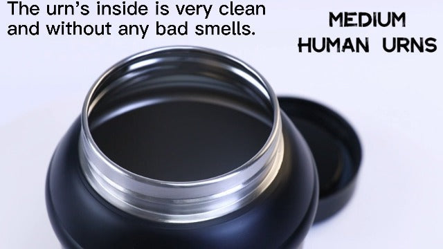 Black Medium Cremation Urns for Human Ashes Adult Male Female Angel Wings