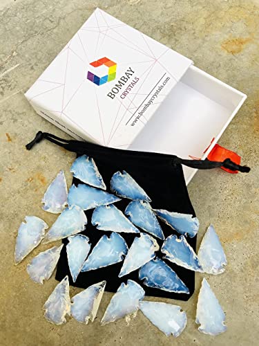 White Opalite arrowheads (20 PCS) - Handmade Opalite Crystal Stone for Healing & Well Being - Agate Arrowhead Necklace, Jewelry Making & Gifting - Natural Indian Flint Small Arrowheads Opal White Opalite arrowheads (20 PCS)