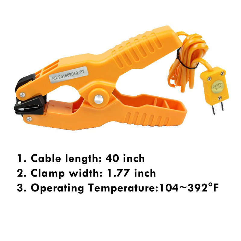 [Australia - AusPower] - Pipe Clamp K-Type Thermocouple Probe, Measures Temperature Range -40 to 392 °F(-40 to 200 °C), Yellow, Hti-Xintai 