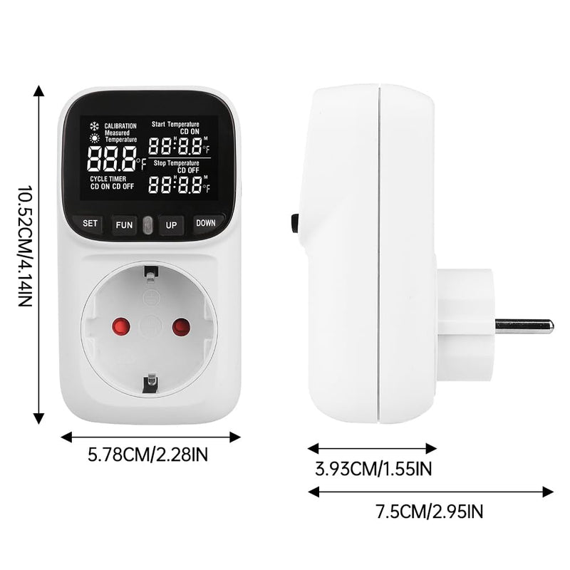 [Australia - AusPower] - Diymore Digital Plug in Thermostat Outlet Temperature Controller Electric Digital Thermostat Heating Cooling Mode Timer Socket 120V Heating Cooling Control 110V 15A Celsius Fahrenheit Display 