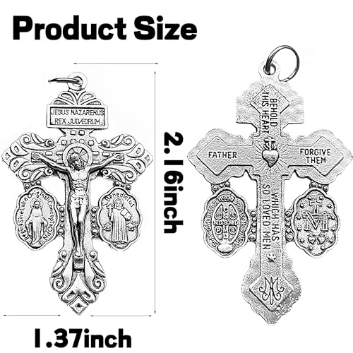 12 Pcs Crucifix for Rosary Making Bulk Pack,St Benedict Medal,Rosaries Catholic and Pardon Crucifix Rosary Parts