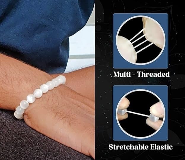 Taluka Selenite Bracelet For Men & Women Adjustable 8mm Gemstone Bracelet