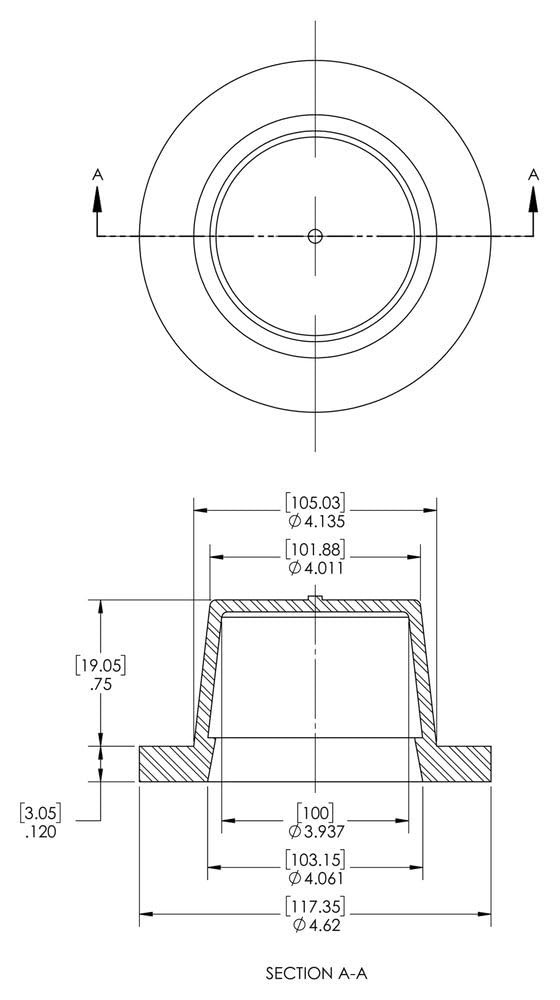 [Australia - AusPower] - Caplugs WW-1064 WW Series – Plastic Tapered Cap and Plug with Wide Thick Flange, 4 Pack, Yellow LD-PE, Cap OD 3.937" x Plug ID 4.135" Threaded and Non-Threaded Protection, Masking (99394900) 