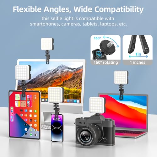 Zeadio Portable LED Pocket Light with Clip - Adjustable 3000K-7000K Color Temperature Camera Light, CRI95, Small Video Selfie Light for Tabletop Filming/Selfie/Cell Phone/Photography, Pack of 2