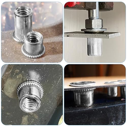 Vmuter 320-piece metric and SAE rivet nuts kit with silver 304 stainless steel flat head rivnuts