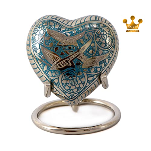 Urn for Ashes Funeral Memorial Cremation Keepsake Love Urns Decorative Brass Heart with Stand (Green Bird, 3") RHM03-15 3" Green Bird