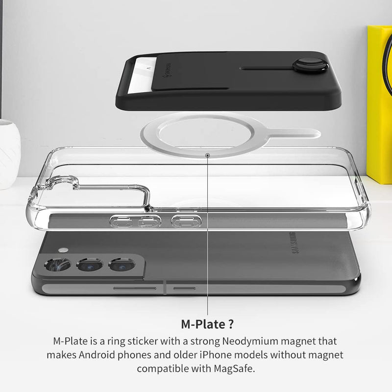 [Australia - AusPower] - Sinjimoru Magnetic Phone Pop Up Wallet for MagSafe, Magnetic Phone Credit Card Holder for Back of Cell Phone Case with Quick Access for iPhone 14 13 12 Series. M-Button Wallet Matte Clear 