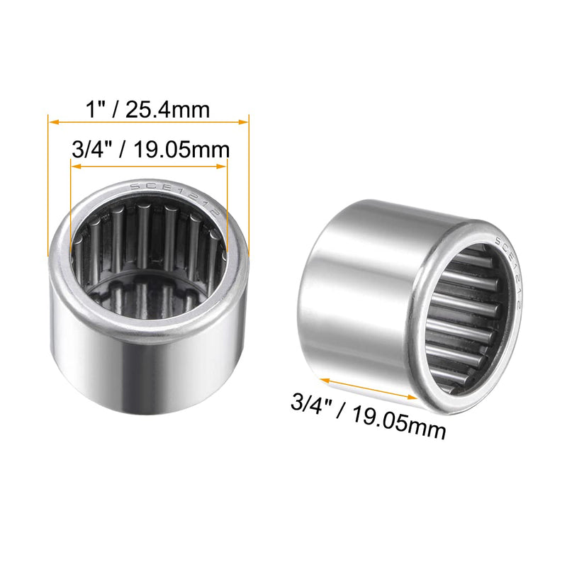 [Australia - AusPower] - uxcell SCE1212 Needle Roller Bearings, Drawn Cup Open End, 3/4-inch Bore 1-inch OD 3/4-inch Width 15300N Static Load 22100N Dynamic Load 5pcs 3/4x1x3/4" 