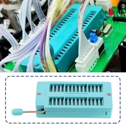 Pack of 4 28 Pin IC Test ZIF Socket 2.54 mm Pitch DIP Board Socket IC Socket for Integrated Circuits for Microcontroller Chip Breadboard Program ICs