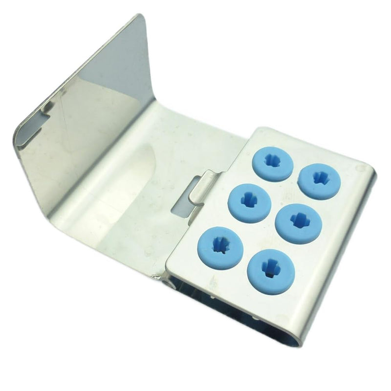 [Australia - AusPower] - Dental Ultrasonic Scaler Piezo Holder for 6 Tips/Burs with Cover 2PCS Stainless Steel Scaler Kit Sterilizer Stand Blocks 