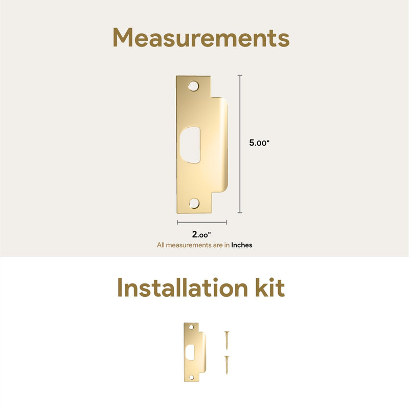[Australia - AusPower] - Mega Handles T-Strike Door Plate - Durable Door Strike Plate, Gold Strike Plates for Interior Doors Satin Brass ASA Strike 