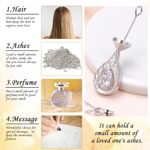 DAOCHONG Celtic Knot Teardrop Urn Necklace Memorial Jewelry for Women Teardrop Urn Necklaces