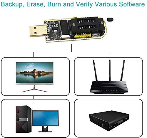 CH341A 24 25 Series EEPROM Flash BIOS USB Programmer+SOIC8 SOP8 Test Clip+SPI Flash 1.8V Adapter+SOP8 SOIC8 to DIP8 Adapter Socket Converter