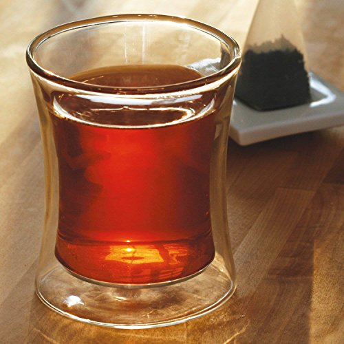 Tea Forte Poom Double Wall Glass 10 ounce Tea Cup for Hot or Iced Tea (Pack of 2) 10 Ounces (Pack of 2)
