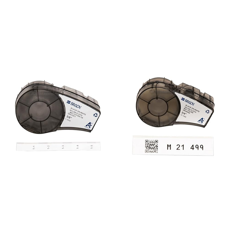 Brady Authentic Multi-Purpose Nylon Label Bundle for Wire Marking and Lab Labeling - Includes M21-375-499-TB and M21-750-499 Label Rolls for BMP21 Printers .75" Nylon Label - Terminal Block + Nylon Label Black on White