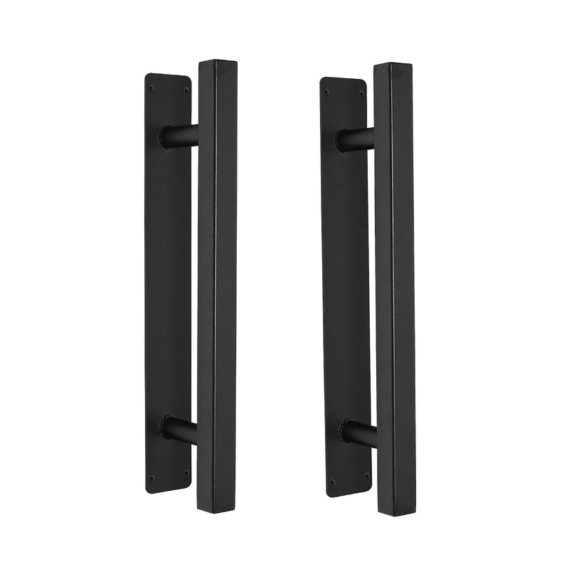 12'' Iron Classic Square Pipe Sliding Door Handles Black Pack of 2 - Outdoor Metal Gate Handles for Garage, Fence, Sheds, Farmhouse, Barn Door, Furniture Closet Drawer Door Pulls