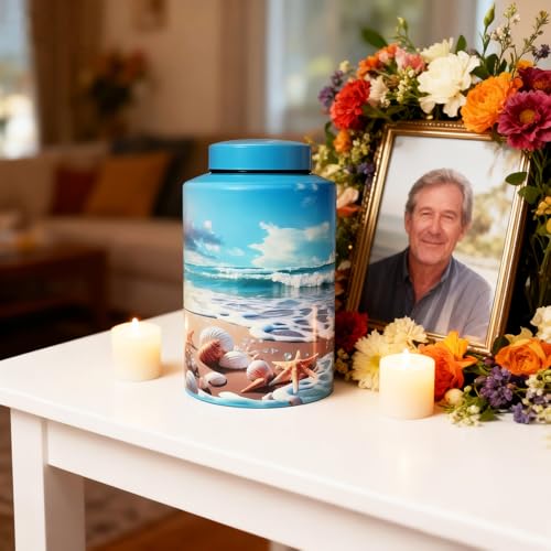 Large Cremation Urns for Adult Human Ashes, Ocean Heaven Pattern Large 220 lbs