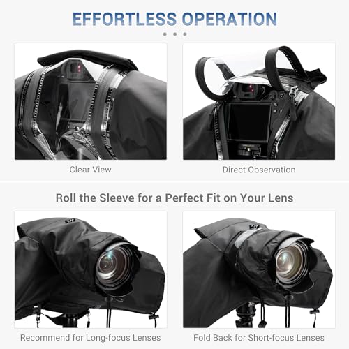 Waterproof Camera Rain Cover for Nikon Canon Sony Fujifilm (w Openable Window)BLACK