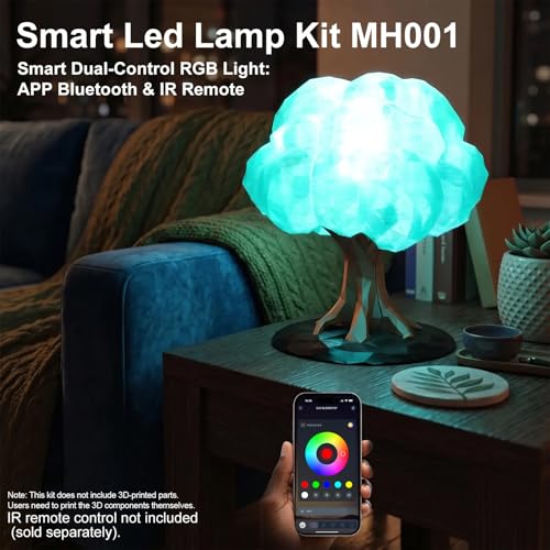 3Pack LED Lamp Kit 001 App Control for Bambu Lab 3D Printing, USB RGB LED Round Light with APP Cluster Control, DIY Lamp Making Kit for Craft Projects, Music Sync, 16M Colors, Memory Function 3Pack