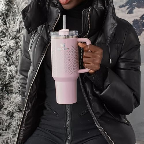 Stanley Quencher 30 oz Tumbler Stainless Steel Vacuum Insulated with Handle Lid and Straw, 30 oz Tumbler for Hot and Cold Drinks, PINK ICICLE GLOSS 30 Ounces