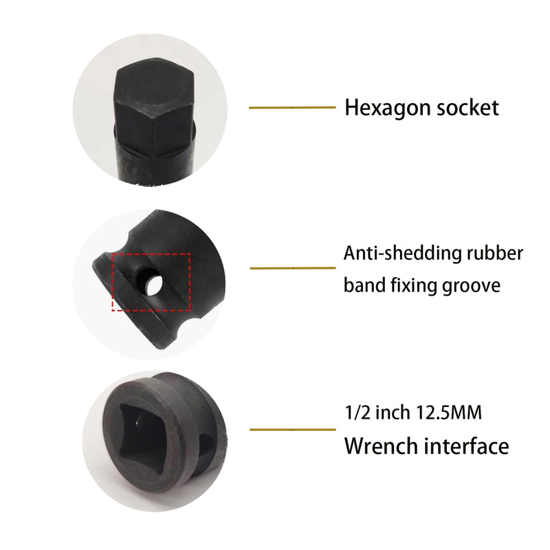 [Australia - AusPower] - 19mm Hex Impact Bit Socket, H19 1/2-Inch Impact Drive Allen Socket, Cr-Mo Steel Lengthen Hex Screwdriver Socket Adapter H19 19MM 
