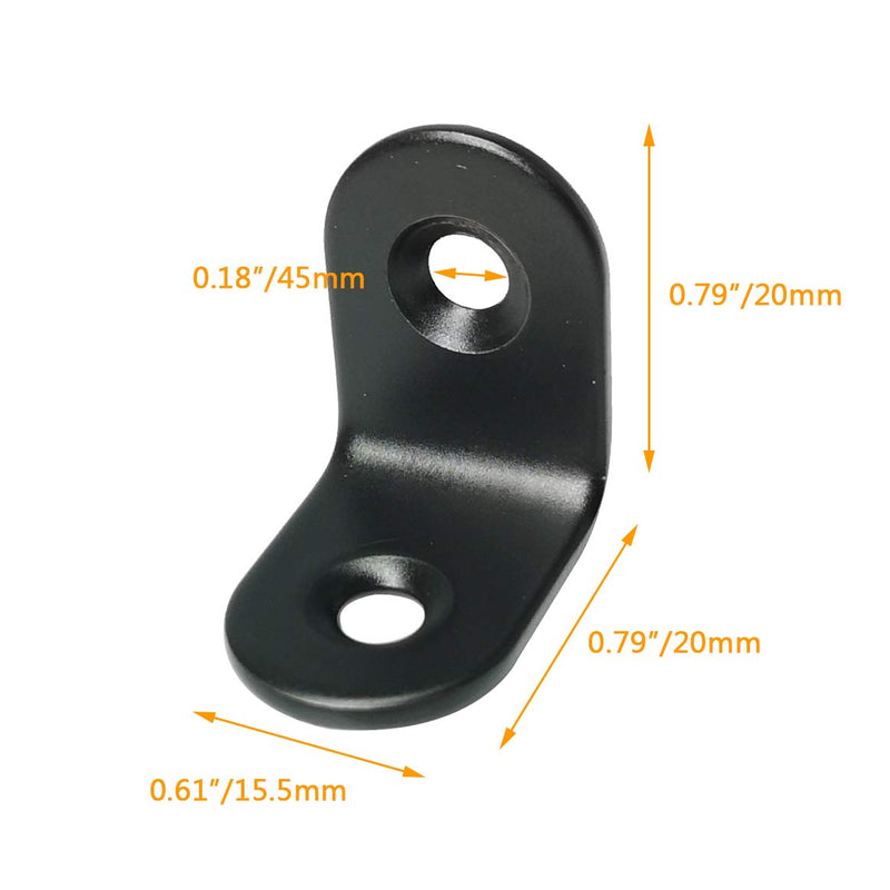 [Australia - AusPower] - Corner Brace Alamic Right Angle Bracket Stainless Steel Black Corner Braces Joint Right Angle Bracket Shelf Bracket with Screws 20 x 20mm - 12 Pcs 20x20mm 