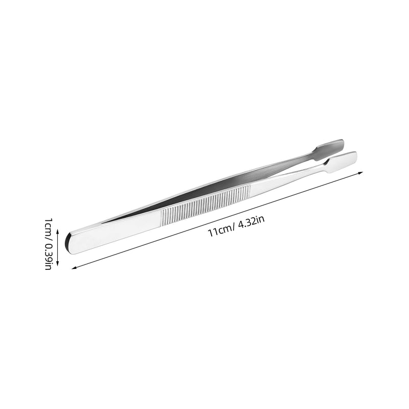 iplusmile Stamp Tweezers Pack of 2 Nickel-Plated 4.33 in / 11.00 cm with Round Flat Tip for Philately Stamp Collectors and Precise Picking of Stamps, Beads and Fine Objects