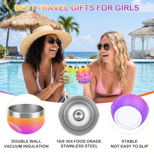 4 Pack Girls Trip Wine Tumbler with Lid, 12 OZ Stainless Steel Tumbler