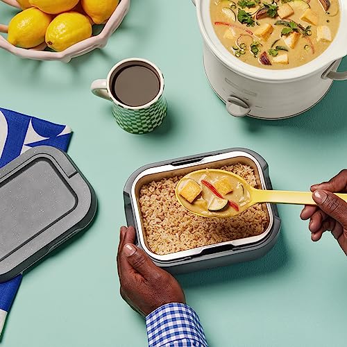 Crock-Pot 28-Ounce Mini Electric Heated Lunch Box, Portable Food Warmer, Perfect for Travel, Car, On-the-Go, Keeps Food Warm, Spill-Free, Dishwasher-Safe, Ideal Gift for Men and Women, Gray 3.5 Cups