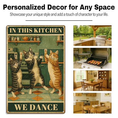 "In This Kitchen We Dance" Metal Sign - Whimsical Kitchen Quote Aluminum Plaque for Home Decor 8x12 Inches (2596)