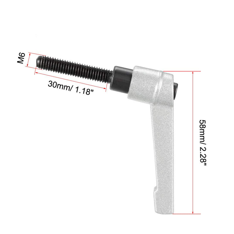 [Australia - AusPower] - uxcell M6 x 30mm Handle Adjustable Clamping Lever Thread Push Button Ratchet Male Threaded Stud Knobs Quick Release Screw Handles Bolts with Locking Lever Silver Tone 3pcs 