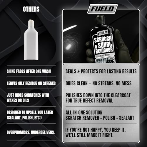 Fueld Midnight Black scratch remover and polishing compound with towel for car paint and clear coat repair