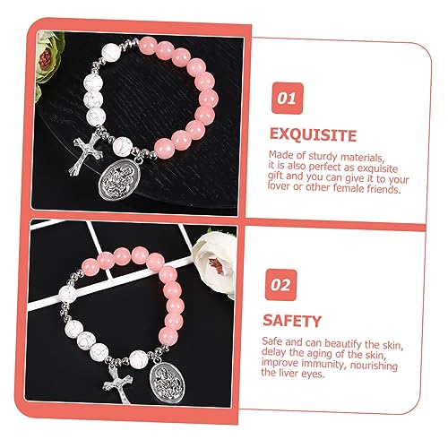 VALICLUD Cross Pendant Bracelet Beads and Religious Cross Design for Women's Daily Wear as Sister Bracelet