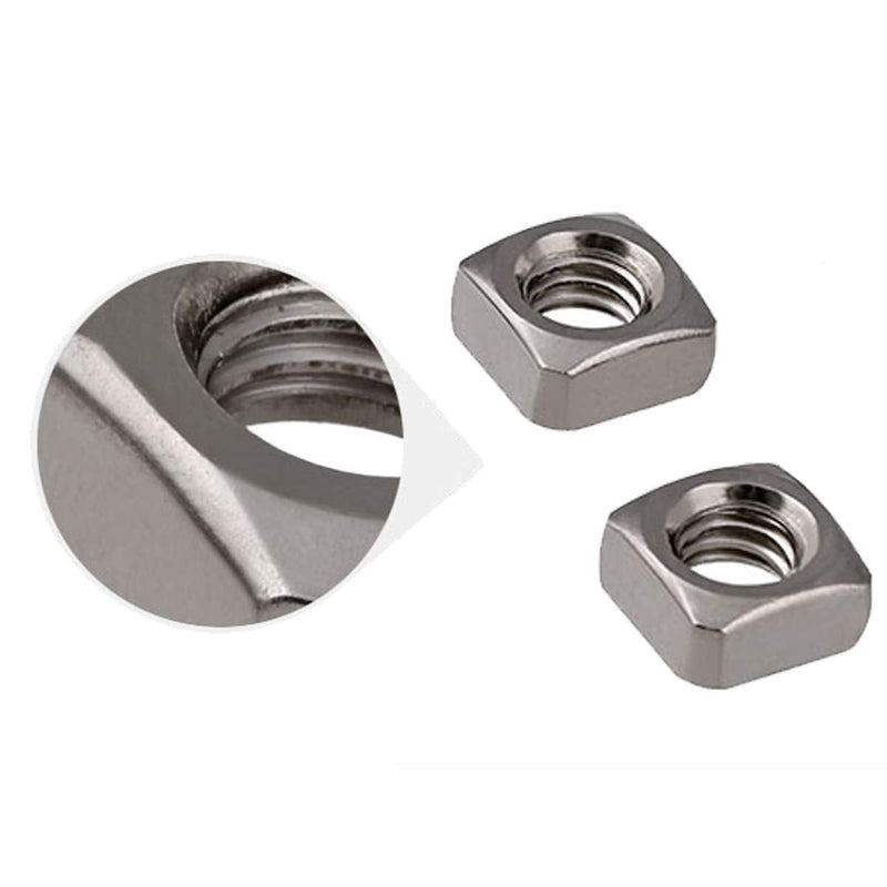 [Australia - AusPower] - 100pcs M6 Square Nut, Metric Coarse Thread Nut,Zinc Plated, Silver Tone(Size: M6×10×5). 